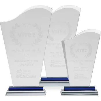 Skleněná plaketa s laserovým gravírováním, 120x205mm