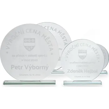 Skleněná plaketa s laserovým gravírováním, 100x100mm