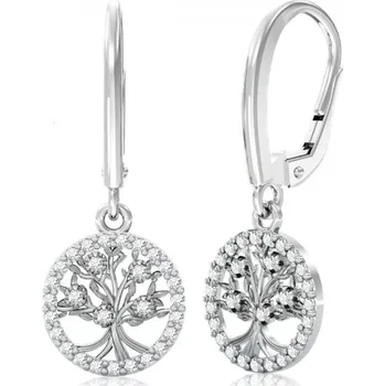 Náušnice Couple, Zajímavé visací náušnice Maram, bílé zlato se zirkony, 585-66-3-0412.1B00.0.00.001.10