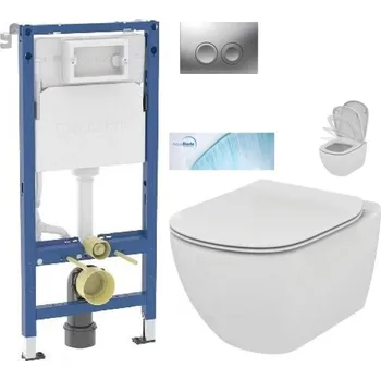 WC sada GEBERIT DuofixBasic s matným tlačítkem DELTA21 + WC Ideal Standard Tesi se sedátkem SoftClose, AquaBlade 458.103.00.2 21MA TE1