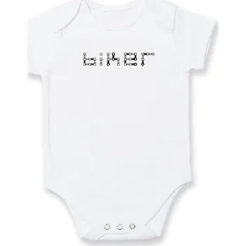 Kojenecký body Biker nápis řetěz - Body kojenecké s krátkým rukávem - Krátký r. 3-6 měs ( Bílá )