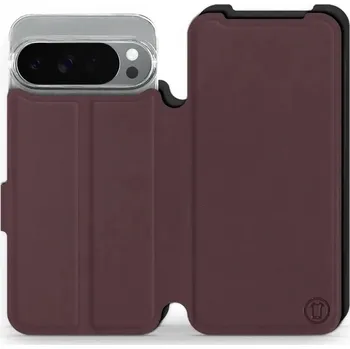 Pouzdro na mobilní telefon Flipové pouzdro Mobiwear Semiš - Google Pixel 10 Pro XL - Bordové & Černé (Knížkové semišové flip pouzdro, obal, kryt na mobil Google Pixel 10 Pro XL - Bordové & Černé, materiál semiš + TPU, ochrana 360°, stojánek, silikonová vanička, magnetické zavírání)