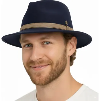 Klobouk Luxusní modrý klobouk Mayser z králičí plsti - Collins Velikost: 58 cm