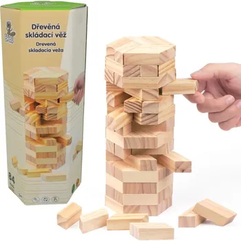 Hlavolam Dřevěná skládací věž 84 ks