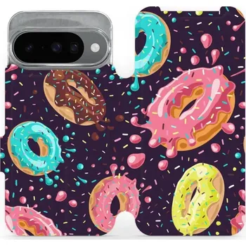 Pouzdro na mobilní telefon Flipové pouzdro Mobiwear - Google Pixel 10 - VP19S Donutky (Knížkové flip pouzdro, obal, kryt na mobil Google Pixel 10 - VP19S Donutky, materiál Umělá kůže + TPU - ochrana 360°, stojánek, silikonová vanička, magnetické zavírání)