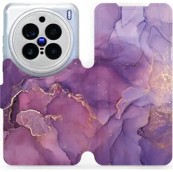 Flipové pouzdro Mobiwear - Vivo X200 Pro - VP20S Fialový mramor (Knížkové flip pouzdro, obal, kryt na mobil Vivo X200 Pro - VP20S Fialový mramor, materiál Umělá kůže + TPU - ochrana 360°, stojánek, silikonová vanička, magnetické zavírání)