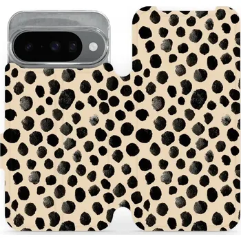 Pouzdro na mobilní telefon Flipové pouzdro Mobiwear - Google Pixel 10 - VA50S Černé puntíky (Knížkové flip pouzdro, obal, kryt na mobil Google Pixel 10 - VA50S Černé puntíky, materiál Umělá kůže + TPU - ochrana 360°, stojánek, silikonová vanička, magnetické zavírání)