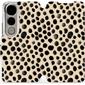 Pouzdro na mobilní telefon Flipové pouzdro Mobiwear - Vivo V50 Lite - VA50S Černé puntíky (Knížkové flip pouzdro, obal, kryt na mobil Vivo V50 Lite - VA50S Černé puntíky, materiál Umělá kůže + TPU - ochrana 360°, stojánek, silikonová vanička, magnetické zavírání)