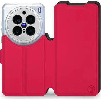 Pouzdro na mobilní telefon Flipové pouzdro Mobiwear Semiš - Vivo X200 Pro - Rudé & Černé (Knížkové semišové flip pouzdro, obal, kryt na mobil Vivo X200 Pro - Rudé & Černé, materiál semiš + TPU, ochrana 360°, stojánek, silikonová vanička, magnetické zavírání)