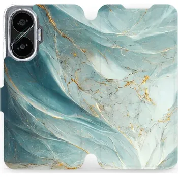 Flipové pouzdro Mobiwear - Xiaomi Poco F7 - VP34S Zelenkavý a zlatavý mramor (Knížkové flip pouzdro, obal, kryt na mobil Xiaomi Poco F7 - VP34S Zelenkavý a zlatavý mramor, materiál Umělá kůže + TPU - ochrana 360°, stojánek, silikonová vanička, magnetické)