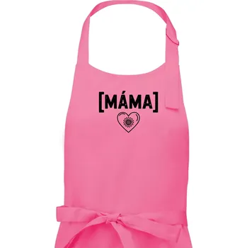 Kuchyňská zástěra Máma nápis a srdce a slunečnice - Dámská zástěra na vaření - Univerzální velikost ( Růžová )