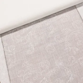 Polyesterové plátno / štola na metráž 67700 smetanová s výšivkou, š. 45cm (látka v metráži)