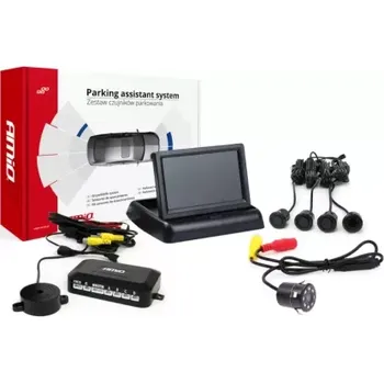 Parkovací asistent AMIO Parkovací asistent TFT02 4,3" s kamerou HD-307-IR, 4-senzorové, černé "GOLD"