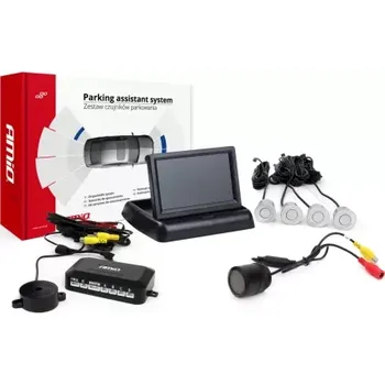Parkovací asistent AMIO Parkovací asistent TFT02 4,3" s kamerou HD-301-IR 4-senzorové stříbrné