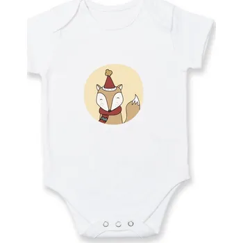 Kojenecký body Vánoční liška v kolečku - Body kojenecké s krátkým rukávem - Krátký r. 3-6 měs ( Bílá )