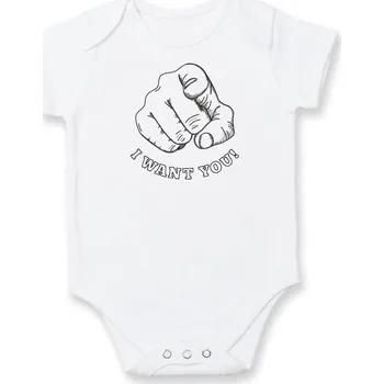Kojenecký body I want you - ruka - Body kojenecké s krátkým rukávem - Krátký r. 3-6 měs ( Bílá )