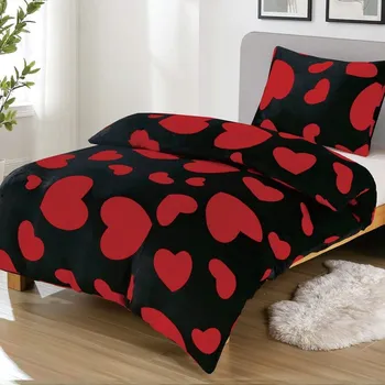 Povlečení Jemné mikroplyš povlečení Homa DEBORAH HEARTS BLACK 140x200 cm