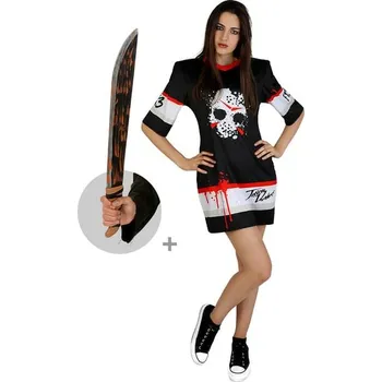 Karnevalový kostým Funiglobal - Hokejový kostým Pátek třináctého Jason s mačetou pro ženy - S