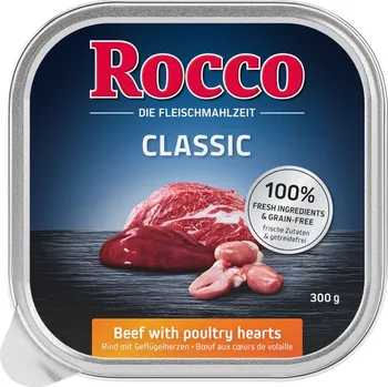 Krmivo pro psa 27x300g Rocco Classic mističky - hovězí s drůbežími srdíčky