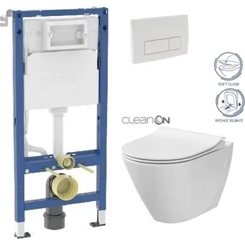 WC sada GEBERIT DuofixBasic s bílým tlačítkem DELTA51 + WC CERSANIT CLEANON CITY 458.103.00.2 51BI CI1