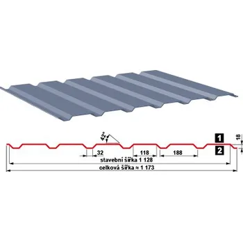 plechová krytina Satjam Trapézový plech SAT18 N fasáda Barva Pozink