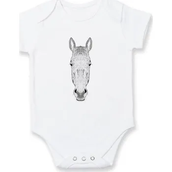 Kojenecký body Osel kresba - Body kojenecké s krátkým rukávem - Krátký r. 3-6 měs ( Bílá )