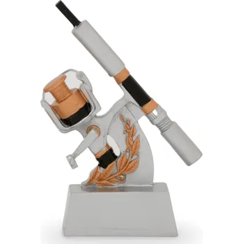 Trofej se symbolem rybaření, výška 18 cm, vícebarevná