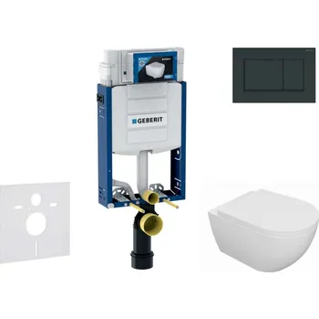 GEBERIT - Kombifix Set předstěnové instalace, klozetu Oudee a sedátka softclose, tlačítko Sigma20, černá lesk/černá mat SANI15CA5111