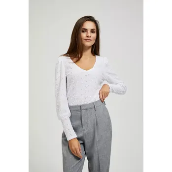 Prolamovaná halenka s výstřihem do V Marisse bílá | šedá 2582242