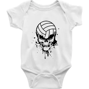 Kojenecký body Volejbal lebka splash - Body kojenecké s krátkým rukávem - Krátký r. 3-6 měs ( Bílá )