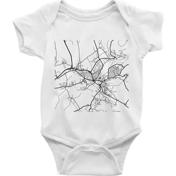 Mapy měst černobílé Turnov - Body kojenecké s krátkým rukávem - Krátký r. 3-6 měs ( Bílá )