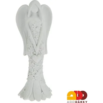 Vánoční dekorace Anděl květinový bílý se srdíčkem 10 cm (Anděl jako květ bílý)