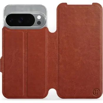 Pouzdro na mobilní telefon Flipové pouzdro Mobiwear - Google Pixel 10 Pro - Hnědé a šedé (Knížkové flip pouzdro, obal, kryt na mobil Google Pixel 10 Pro - Hnědé a šedé, materiál Umělá kůže + TPU - ochrana 360°, stojánek, silikonová vanička, magnetické zavírání)