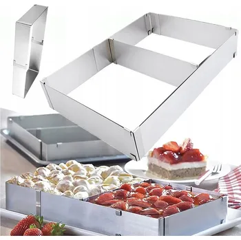 Nádoba na pečení NASTAVITELNÁ FORMA NA DORT PRAVOUHLÁ FORMA 28-53 * 8 CM FORMA NA DORT OCELOVÁ