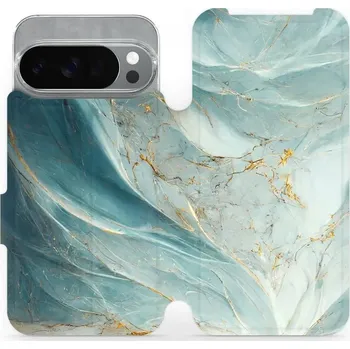 Flipové pouzdro Mobiwear - Google Pixel 10 Pro - VP34S Zelenkavý a zlatavý mramor (Knížkové flip pouzdro, obal, kryt na mobil Google Pixel 10 Pro - VP34S Zelenkavý a zlatavý mramor, materiál Umělá kůže + TPU - ochrana 360°, stojánek, silikonová vanička,)