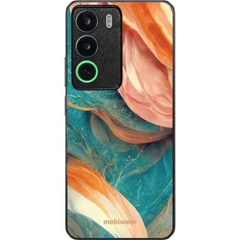 Pouzdro na mobilní telefon Lesklý kryt Mobiwear Glossy - Realme C71 - G025G - Azurový a oranžový mramor (Prémiové lesklé pouzdro, obal, kryt Mobiwear Glossy na mobil Realme C71 - G025G - Azurový a oranžový mramor, materiál Plast + TPU silikon - krytí po všech stranách, neošoupateln