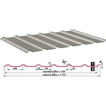 plechová krytina Satjam Trapézový plech SAT18 N střešní Barva Pozink