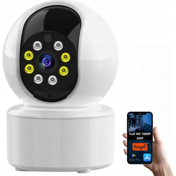 IP kamera Vnitřní kamera s infračerveným (IR) nočním viděním, PTZ (otáčení, naklánění, zoom), Chůvička, reálné 2MP 1080p FHD WIFI, kompatibilní s TUYA