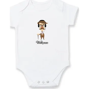 Walk man - Body kojenecké s krátkým rukávem - Krátký r. 3-6 měs ( Bílá )