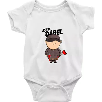 Kojenecký body Jsem ďábel instalatér - Body kojenecké s krátkým rukávem - Krátký r. 3-6 měs ( Bílá )