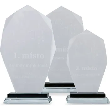 Skleněná luxusní plaketa s laserovým gravírováním, 115x205mm