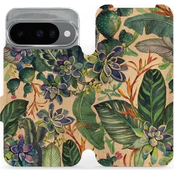 Pouzdro na mobilní telefon Flipové pouzdro Mobiwear - Google Pixel 10 - VP05S Sukulenty (Knížkové flip pouzdro, obal, kryt na mobil Google Pixel 10 - VP05S Sukulenty, materiál Umělá kůže + TPU - ochrana 360°, stojánek, silikonová vanička, magnetické zavírání)