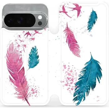 Pouzdro na mobilní telefon Flipové pouzdro Mobiwear - Google Pixel 10 Pro - MR08S Pírka (Knížkové flip pouzdro, obal, kryt na mobil Google Pixel 10 Pro - MR08S Pírka, materiál Umělá kůže + TPU - ochrana 360°, stojánek, silikonová vanička, magnetické zavírání)