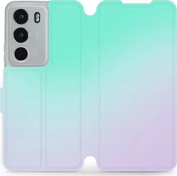 Pouzdro na mobilní telefon Flipové pouzdro Mobiwear - Realme C71 - VP63S Mátový a fialový odstín (Knížkové flip pouzdro, obal, kryt na mobil Realme C71 - VP63S Mátový a fialový odstín, materiál Umělá kůže + TPU - ochrana 360°, stojánek, silikonová vanička, magnetické zavírání)