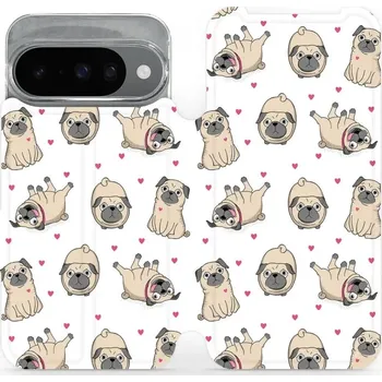 Pouzdro na mobilní telefon Flipové pouzdro Mobiwear - Google Pixel 10 - M097P Mopsíci (Knížkové flip pouzdro, obal, kryt na mobil Google Pixel 10 - M097P Mopsíci, materiál Umělá kůže + TPU - ochrana 360°, stojánek, silikonová vanička, magnetické zavírání)