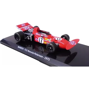autíčko Centauria March 711 #17 1971 Monaco GP Ronnie Peterson 1:24 - časopis s modelem March 711 1971 - kovový model auta