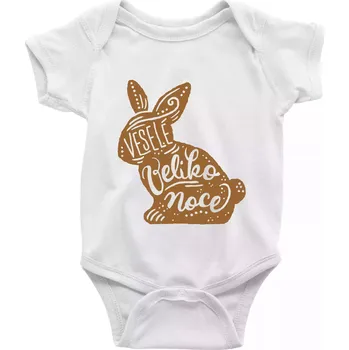 Kojenecký body Veselé Velikonoce - zajíček - Body kojenecké s krátkým rukávem - Krátký r. 3-6 měs ( Bílá )