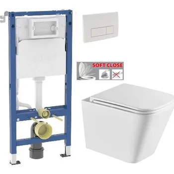 WC sada GEBERIT DuofixBasic s bílým tlačítkem DELTA51 + WC INVENA FLORINA WITH SOFT, včetně soft/close sedátka 458.103.00.2 51BI FL1