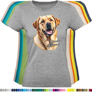 Dámské tričko damske-levne-bavlnene-tricko-digitalni-potisk-pes-labrador Barva: Grey melange - šedá směs, velikost: M