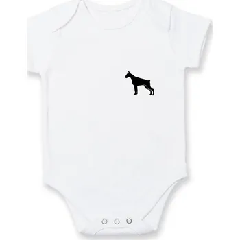 Kojenecký body Dobrman ikona prso - Body kojenecké s krátkým rukávem - Krátký r. 3-6 měs ( Bílá )